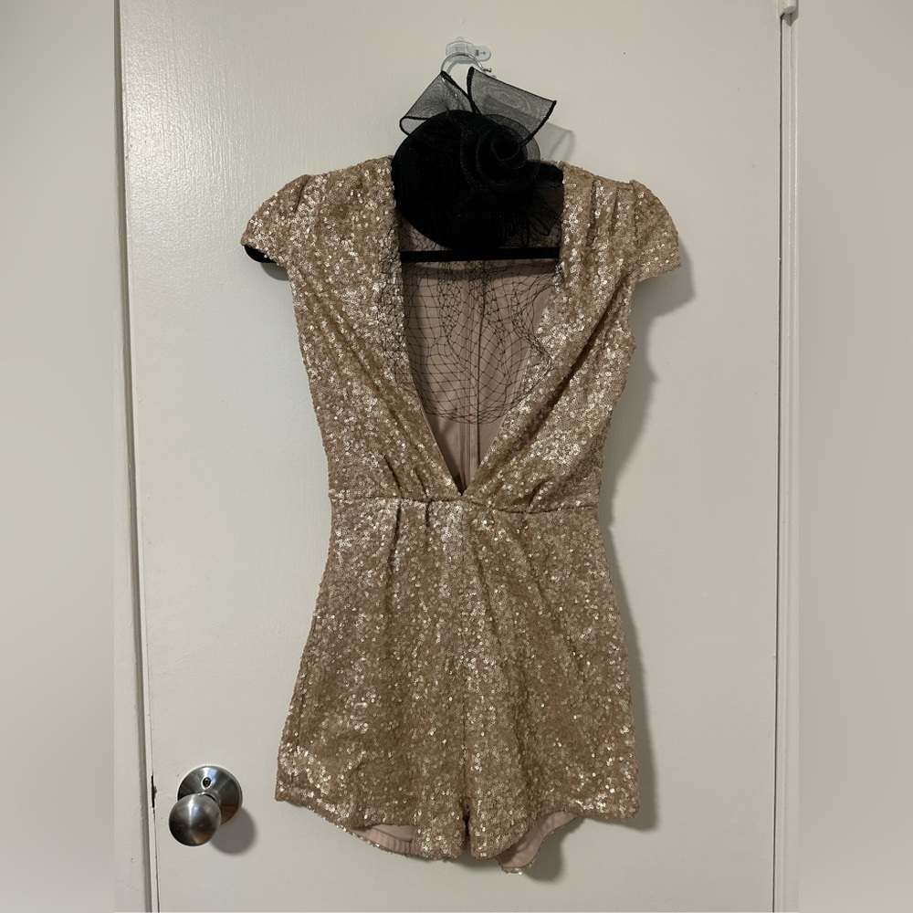 Elegant Champagne Sequin Romper